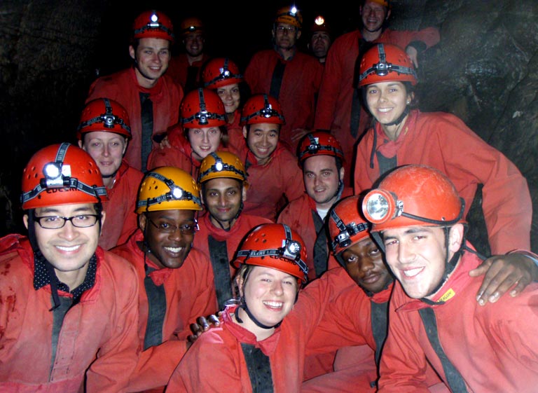 Caving in Wales, on an activity weekend in the UK