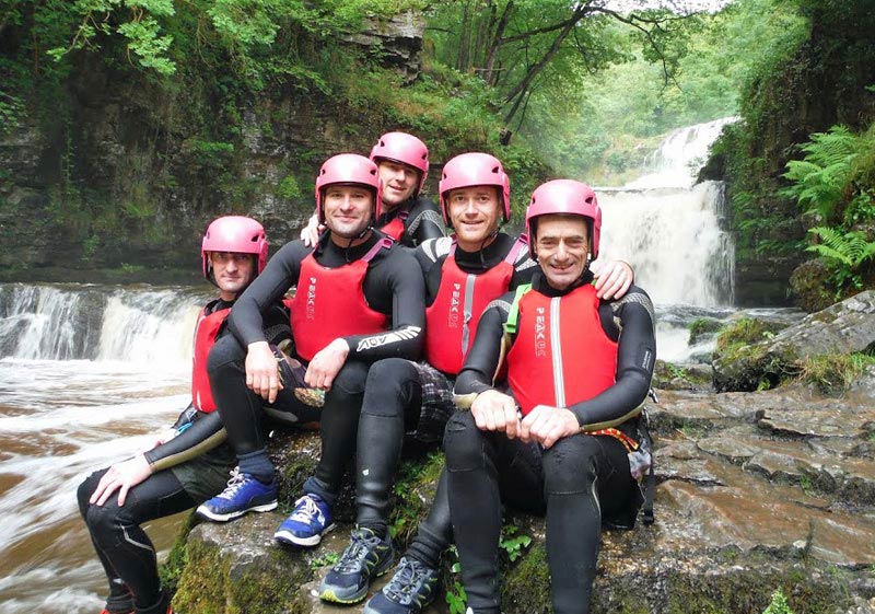Canyoning on an activity weekend in the UK